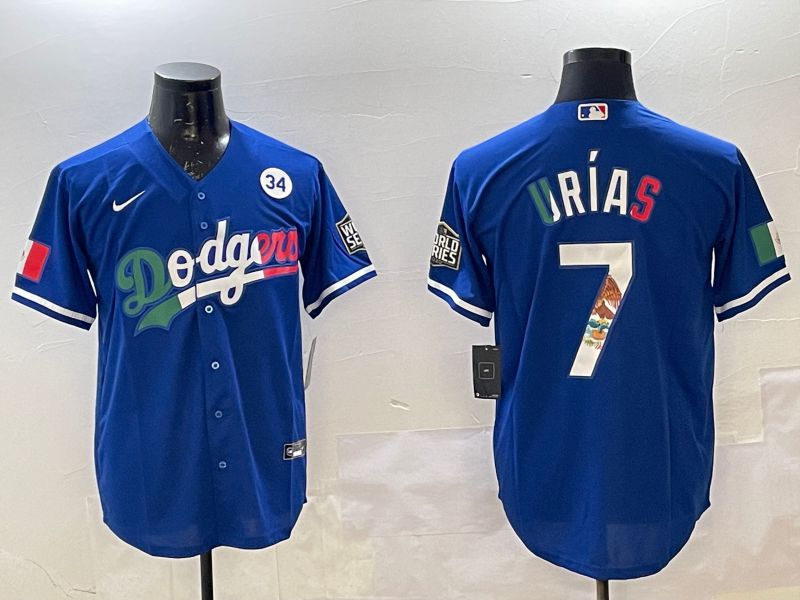 Men Los Angeles Dodgers #7 Urias Blue Fashion 2025 Nike MLB Jersey style 3->los angeles dodgers->MLB Jersey